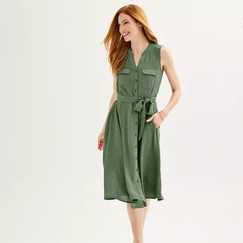 Women's Croft & Barrow Y-Neck Shirtdress